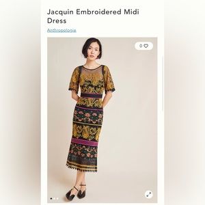 Anthropologie | Embroidered Midi Dress